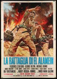 4y111 BATTLE OF EL ALAMEIN Italian 2p '68 different art of WWII soldiers & tanks by Mario Piovano!
