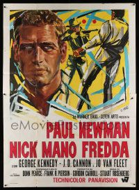 4y135 COOL HAND LUKE Italian 2p '67 Paul Newman prison escape classic, different art by Brini!