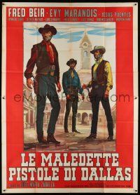 4y140 DAMNED PISTOLS OF DALLAS Italian 2p '64 cool spaghetti western art of three cowboys!