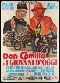 4y148 DON CAMILLO E I GIOVANI D'OGGI Italian 2p '72 Ciriello art of top stars & motorcycle gang!