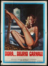 4y149 DORA DELIRIO CARNALE Italian 2p '70s super sexy Piovano artwork of nearly naked blonde!