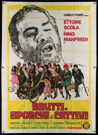 4y150 DOWN & DIRTY Italian 2p '76 Brutti sporchi e cattivi, Symeoni art of Nino Manfredi & cast!