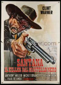 4y155 EL HOMBRE DE NEGRO Italian 2p '72 Luca Crovato spaghetti western art of Anda pointing gun!