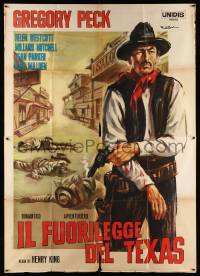 4y170 GUNFIGHTER Italian 2p R64 different Colizzi art of Gregory Peck w/smoking gun by dead bodies!