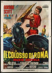 4y174 HERO OF ROME Italian 2p '64 sword & sandal art of Gordon Scott in battle by Renato Casaro!