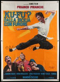 4y184 KU FU DALLA SICILIA CON FURORE Italian 2p '73 wacky kung fu art of Franco Franchi in mid-air!