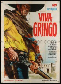 4y190 LEGACY OF THE INCAS Italian 2p '65 cool art of gringo Guy Madison by Renato Casaro!