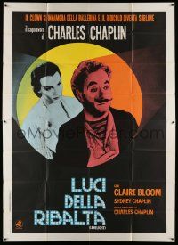 4y193 LIMELIGHT Italian 2p R70s close up of aging Charlie Chaplin & pretty Claire Bloom!