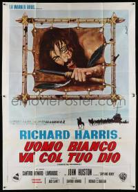 4y202 MAN IN THE WILDERNESS Italian 2p '72 Richard Harris, cool different art by Enzo Nistri!