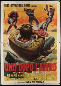 4y214 ONE AFTER ANOTHER Italian 2p '68 cool spaghetti western gunfight art by Corronelli!