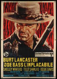 4y240 SCALPHUNTERS Italian 2p '68 different close up art of cowboy Burt Lancaster with rifle!