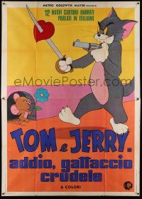 4y260 TOM & JERRY Italian 2p '72 great Hanna-Barbera cat & mouse cartoon image!