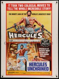 4z221 HERCULES/HERCULES UNCHAINED 30x40 '73 world's mightiest man Steve Reeves!