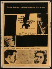 4z229 MAN WITH THE GOLDEN ARM 30x40 R60 classic Saul Bass artwork with images of top stars!