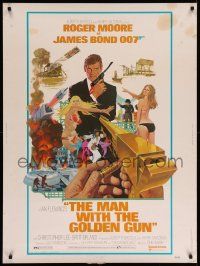 4z230 MAN WITH THE GOLDEN GUN 30x40 '74 art of Roger Moore as James Bond by Robert McGinnis!