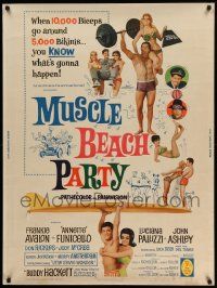 4z232 MUSCLE BEACH PARTY 30x40 '64 Frankie & Annette, 10,000 biceps & 5,000 bikinis!