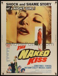 4z233 NAKED KISS 30x40 '64 Sam Fuller, the shock & shame story of sexy bad girl Constance Towers!