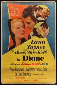 4z353 DIANE style Y 40x60 '56 sexy Lana Turner dares the devil, great close up romantic art!