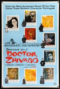 4z354 DOCTOR ZHIVAGO 40x60 '65 David Lean, cool different art portraits of 8 top stars!