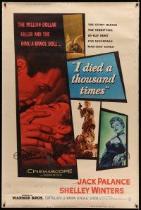 4z369 I DIED A THOUSAND TIMES style Y 40x60 '55 artwork of Jack Palance & sexy Shelley Winters!