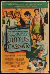 4z373 JULIUS CAESAR style Z 40x60 '53 art of Marlon Brando, Mason & Greer Garson, Shakespeare
