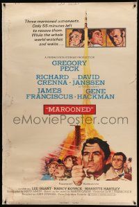 4z384 MAROONED 40x60 '69 Gregory Peck & Gene Hackman, great Terpning cast & rocket art!