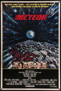 4z385 METEOR 40x60 '79 Sean Connery, Natalie Wood, cool sci-fi artwork by Michael Whipple!