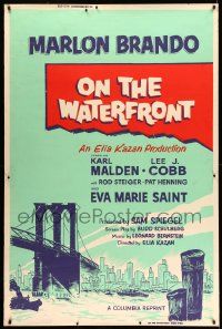 4z392 ON THE WATERFRONT 40x60 R60 directed by Elia Kazan, art of New York City from Jersey docks