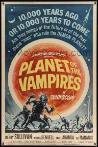 4z398 PLANET OF THE VAMPIRES 40x60 '65 Mario Bava, beings of the future, great Reynold Brown art!