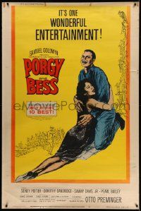 4z399 PORGY & BESS style Y 40x60 '59 art of Sidney Poitier, Dorothy Dandridge & Sammy Davis Jr.!