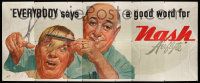 4z086 NASH AIRFLYTE billboard '50s cool art of really happy barber and guy getting haircut!