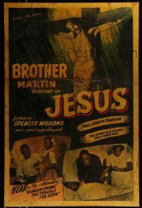 4z176 BROTHER MARTIN 1sh '42 black cast, Williams, striking image of Jesus on cross!