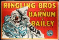 4z165 RINGLING BROS & BARNUM & BAILEY 80x118 circus poster '45 Bill Bailey art of clown!