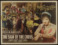 4z064 SIGN OF THE CROSS style B 1/2sh R44 Cecil B. DeMille classic, Claudette Colbert, Fredric March