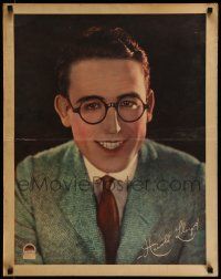 4z037 HAROLD LLOYD 22x28 personality poster '20s c/u of the great comedian with trademark glasses!
