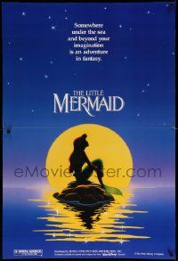 4z119 LITTLE MERMAID teaser standee '89 Disney, great art of Ariel in moonlight by Morrison/Patton!