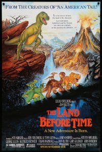 4z195 LAND BEFORE TIME half subway '88 Steven Spielberg, George Lucas, Don Bluth, dinosaur cartoon