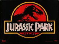 4z317 JURASSIC PARK subway poster '93 Spielberg, classic logo with T-Rex over red background!