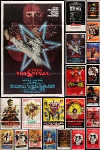 5a054 LOT OF 24 FOLDED KUNG FU ONE-SHEETS '70s-80s great images from martial arts movies!
