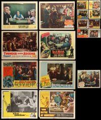 5a062 LOT OF 17 POKER LOBBY CARDS '40s-60s great scenes with cowboys gambling for high stakes!