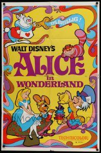 5b054 ALICE IN WONDERLAND 1sh R74 Walt Disney, Lewis Carroll classic, cool psychedelic art!