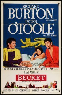 5b101 BECKET style B 1sh '64 great image of Richard Burton in the title role, Peter O'Toole!