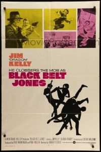 5b117 BLACK BELT JONES int'l 1sh '74 Jim Dragon Kelly, Scatman Crothers, cool kung fu silhouette art