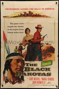 5b119 BLACK DAKOTAS 1sh '54 desperate settler Gary Merrill vs deadly Sioux Native American Indians!