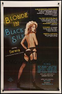 5b126 BLONDE IN BLACK SILK 1sh '79 Ron Jeremy, image of sexy Serena in lingerie!