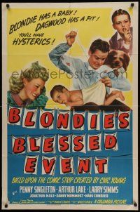 5b127 BLONDIE'S BLESSED EVENT 1sh '42 Penny Singleton has a baby, Arthur Lake has a fit!
