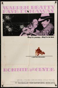 5b137 BONNIE & CLYDE 1sh '67 notorious crime duo Warren Beatty & Faye Dunaway, Arthur Penn!