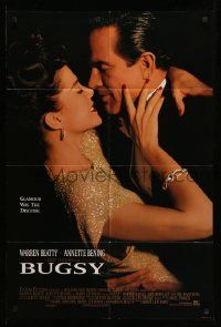 5b156 BUGSY int'l 1sh '91 close-up of Warren Beatty embracing Annette Bening!