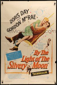 5b160 BY THE LIGHT OF THE SILVERY MOON 1sh '53 great romantic artwork of Doris Day & Gordon McRae!