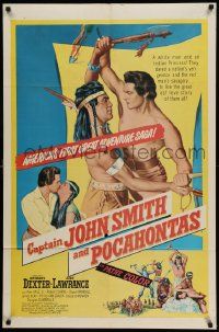 5b171 CAPTAIN JOHN SMITH & POCAHONTAS 1sh '53 Anthony Dexter, Jody Lawrance, great adventure saga!